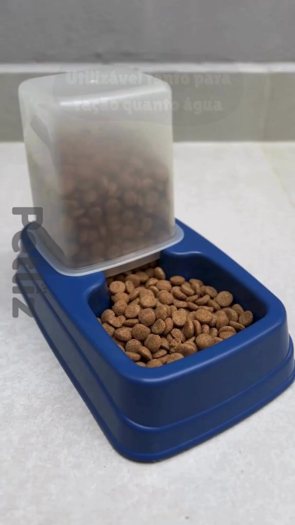 Kit Comedouro/Bebedouro Dupla Função Dispenser Automático 1 Kg Ração/1,5 Litros Água Cães e Gatos