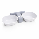 Comedouro Bebedouro Duplo Elevado Gato Cachorro Suporte Ergonômico Potes Plástico Removível 300ml