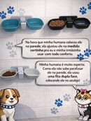 Comedouro Bebedouro Duplo Elevado Gato Cachorro Suporte Ergonômico Potes Plástico Removível 300ml