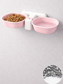 Comedouro Bebedouro Duplo Elevado Gato Cachorro Suporte Ergonômico Potes Plástico Removível 300ml