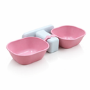 Comedouro Bebedouro Duplo Elevado Gato Cachorro Suporte Ergonômico Potes Plástico Removível 300ml