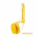 Escova de Banho para Pets com Reservatório de Shampoo Silicone Macio Massageador para Cães e Gatos