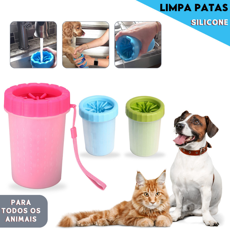 Copo Limpa Patas Pet 2 em 1 em Silicone | Lava e Massageia Patinhas de Cães e Gatos